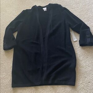 Chicos Black Open Front Cardigan